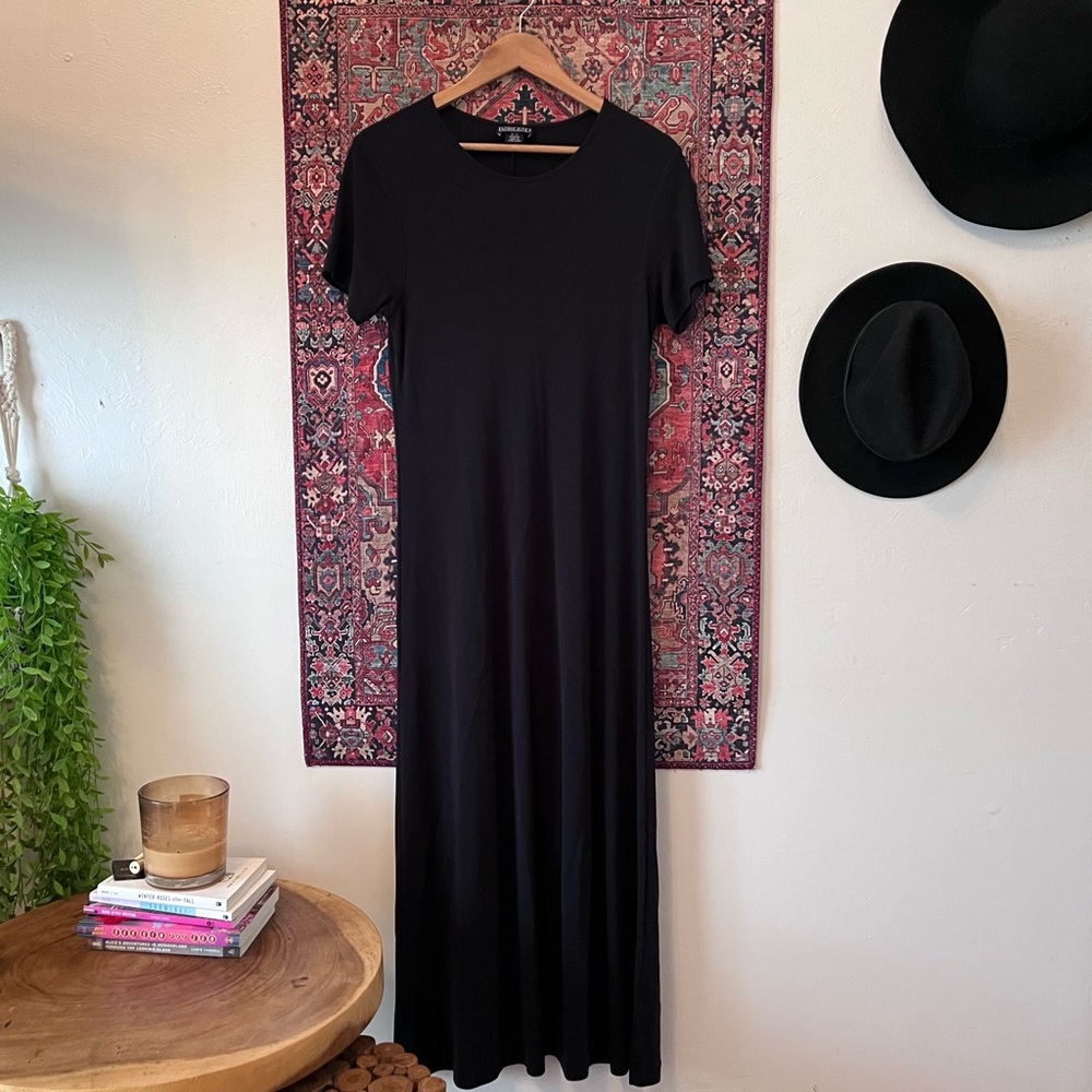 Land's End | Cap Sleeve Black Maxi Dress | Size M/L